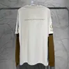 Ontwerper Nieuwe vrouwen T-shirt Correct Versie Familie Graan Exclusieve WFP Splited Foam Print Fake Two-Piece T-shirt met lange mouwen