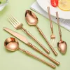 Dijkartikelen sets Durtens Koreaanse draagbare bestek vork mes lepel 304 roestvrijstalen keukenset Flatware luxe servies