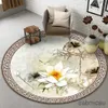 Tapis Lotus Paysage Peinture Tapis Rond Chaise Canapé Tapis Maison Salon Chambre Salle De Bain Tapis De Sol Imprimé Décorations pour La Maison