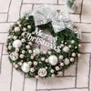 Decorative Flowers Ribbon For Christmas Wreaths With Silver Colored Bows And Balls Front Door Wall Party Snowflake Welcome Sign