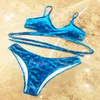 Kvinnor tryckt bikini sexig V -hals bh tryckta trosor sätter hög kvalitet bekväm badkläder baddräkt för sommarstrand surfbaddräkt