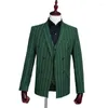 Costumes pour hommes rétro vert Plaid pour hommes classique Double boutonnage affaires bureau Blazer gilet pantalon fête bal Banquet Gentleman 2XL