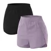 Shorts femininos femininos 2pcs executando o treino elástico calça de cintura atlética Pocket Women's Women's