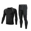 T-shirts pour hommes Sweat costumes hommes automne et hiver en peluche mode loisirs entraînement serré Fitness ensemble à manches longues