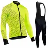 Cykeltröja uppsättningar Set Long Sleeve Design Reflective Bib Pants with Pocket Bicycle Clothes Maillot Ciclismo 231127