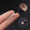 2-5mm Ab Colored Round Cubic Zircon Earring Studs Gold Plated Thin Rod Stainless Steel Twisted Ball Earbone Nail Stud Earrings Korean Version Puncture Earnail