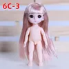 Dolls 16 cm 13 MOGable Jointed Toys Mini Long Hair Head Baby Girl Doll Diy Makeup Naked Naked Ob11 Body speelgoed voor meisjes Gift 230427