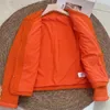 Damen-Wollmischungen, kurze Herbst-Winter-Orange-Tweed-Jacke, lässiger Rundhals-Langarmmantel 231127