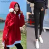 Maternity Tops Tees 2022 new maternity suits large size mid-length two-piece suit pregnant women big red hooded sweater ladies casual loose topL231128