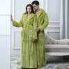 Women's Sleepwear Women Winter Super Long Hooded Thick Warm Flannel Bathrobe Plus Size Coral Fleece Spa Bath Robes Men Lovers Cozy Dressing