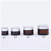 5g 10g 15g 20g 30g 50g Amber Brown Glass Bottle Face Cream Jar Refillable Bottles Cosmetic Makeup Storage Container with Gold Silver Bl Gcxn