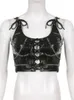 Camis Rockmore Gothic Mall Chain Crop Top Kobiety Punk Laceup Camisole Summer Y2K Dark Academic Sexy Corset Grunge Fairycore Top