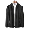 Men's Jackets Men Coat Warm Jacket Stylish Mid Length Cardigan Smooth Zip Up Closure Stand Collar Loose Fit Fall/winter