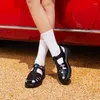 Women Gladiator T-strap Kangnai Sandals Microfiber Platform Flats Woven Roman Cover Toe Female Summer Shoes 983