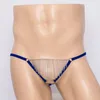 Sous-vêtements ouverts pénis string hommes sexy transparent string avec trou gay t-back slips sissy chaîne en métal culotte lingerie érotique