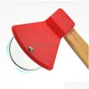 Fruit Vegetable Tools Axe Bamboo Handle Pizza Cutter Rotating Blade Home Kitchen Cutting Tool Inventory Wholesale Drop Delivery Ga Dhgol
