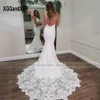 Party Dresses Romantic V Neck Mermaid Wedding Dress 2023 Spaghetti Lace Applique Backless Long Bridal Gown Formal Bride Woman Wear 230427