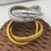 new fashion simple stainless steel elastic double loop bracelets snake shaped titanium steel bracelet 18K gold electroplating jewelry for women girls gifts cool