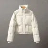 Trenchs pour femmes manteaux d'hiver veste bouffante courte chaude fermeture éclair vestes rembourrées femme vêtements mode coton Parkas vers le bas hauts