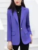 Ternos femininos elegantes blazer 2023 em preto roxo café escritório senhoras casual manga longa único botão jaqueta roupas femininas