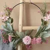 Decorative Flowers Green Home Decor Happy Easter Wreath Leaf Front Door Farmhosue Spring Flower Artificial Lambs Ear Floral Garland