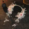 Festleveranser söta Hanfu Fairy Headdress Pearl Flower Tassel Buyao pekband Bride Hairpin Hair Accessories Cosplay Princess Headwear Hoop