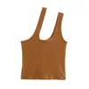 Camis One Shoulder Fashion Women Summer Tops Sexy Strappy Sleeveless Racerback Crop Top 2021 Female Casual Ribbed Knit Short Vest