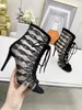 Crystal Decorative High Heel Sandals Hollow Breathable Dinner Dress with Ankle Strap Designer Dress Shoes Evening Strap Shoes 35-42