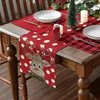 Table Runner Cute Reindeer Christmas Linen Santa ClausSnowman Pattern Runners 2024 est Xmas Dining Decoration 231127