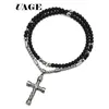 Pendant Necklaces UAGE Cross Pendant Necklace For Men Women 316L Stainless Steel Rosary Beads Necklace Religious Jewelry 231127