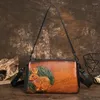 Abendtaschen 2023 Winter Weibliche Geprägte Kleine Schulter Echtes Leder Retro Frauen Tasche Damen Vielseitige Rindsleder Handgemachte Handtasche