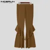 Pantalones Moda hombre Pantalones Color sólido ropa de calle con cintura elástica BellBottom pantalones volantes 2022 Casual pantalones acampanados hombres S5XL INCERUN