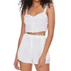 Women's Tracksuits WPNAKS Women 2 Piece Lounge Set Summer Clothes Sleeveless V Neck Lace Trim Cami Tops Casual Wide Leg Shorts Sleepwear