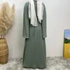 Vêtements ethniques Automne Hiver Pull Ouvert Abaya avec manches lâches Ceinture de poche Cardigan Robe Eid Prière Caftan Malaisie Mode