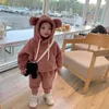 衣類セット女の女の子の男の子フリースエアフード付き服セットフーディーパンツ2pc