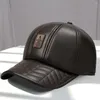 Berets Autumn Hat Stylowy średniej czapki w baseball w średnim wieku z pluszową podszewką ciepłej antypoślizgowej długi rurkowata sztuczna skóra