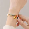 Charm Bracelets Summer Double Sided PingAn Buckle Bracelet Girls' Niche Design Interlocking Braided Lotus Pearl