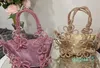 new women's bag bring diamond inlaid French fairy bag super sparkling rhinestone flower bucket cabbage basket handbag