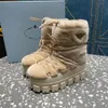 Nylon salpicado tornozelo botas de lã de esqui dedo do pé redondo botas de lua mulheres sapatos de grife de luxo moda sapatos de renda top tamanho de fábrica 35-42