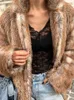 Manteau Long en fausse fourrure pour femmes, col rabattu, fourche arrière, veste en peluche, automne hiver 2023, pardessus chaud épais