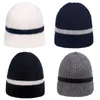 Boinas de boinas de outono e inverno acrílico listrado de engrosse chapéu de chapéu quente gorro de capitão para homens para homens 201