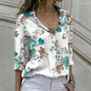 Bluzki damskie 2023 Modna kwiatowa nadruk koszula szyfonowa Kobiety eleganckie długie rękawowe topy vintage luźne biuro bluzki damskie stylowe blusas