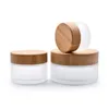 5g 15g 30g 50g 100g Cosmetic Glass Jar Frosted Clear Cream Bottles Travel Cosmetic Container with Natural Bamboo Lids Nibvp