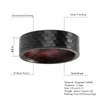 Wedding Rings 8mm Men's Hammered Black Tungsten Band Solid Nature Wenge Wood Inlay Anniversary Ring Engagement For Men