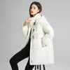 여자 트렌치 코트 러시아 카우 호른 버튼 겨울 재킷 파카스 버전 캐주얼 코튼 코트 두껍게