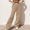 Kadın Kotları Kadın Kahverengi kadife Yüksek Bel Gevşek Düz Geniş Pantolon Kadınlar Y2K Sokak Giyim Vintage Bol Pantolon