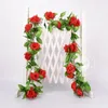 Künstliches Blumengrün, 2 Stück, 220 cm, Rosenrohr-Imitation, künstliche Blumen, Geburtstagsfeier, Hochzeit, Festivals, Raumdekoration, Rot, Gelb, Rosa, Lila, 9 Rosen 231127