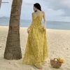 Vestidos casuais verão bohemian boho praia sem costas vestido maxi feminino corea impressão sem mangas Floral Slip elegante festa noturna longa