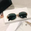 2023 Womens Triomphe Oval Frame Sunglasses 40235 Women Metal Mirror Legs Green Lens Sunglasses Retro Small Round Frame Sexy Little Women With original box