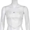 Czołgi białe streetwearne ramy bez rurki gotowe bluzki kobiety tylne zamek błyskawiczny wiek wiek